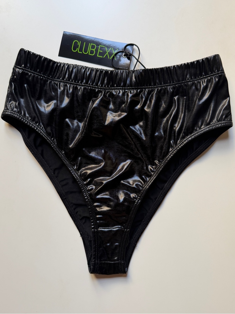 Dolls Kill Club Exx Dark Euphoric Metallic Bottoms Shiny Black Booty Shorts XS
